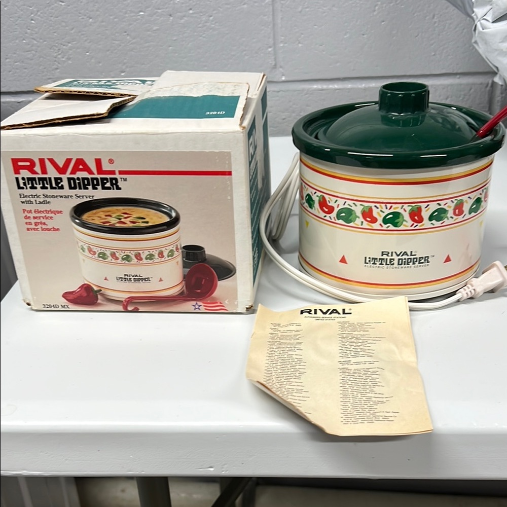 Vintage Little Dipper Electric Slow Cooker - Green and White